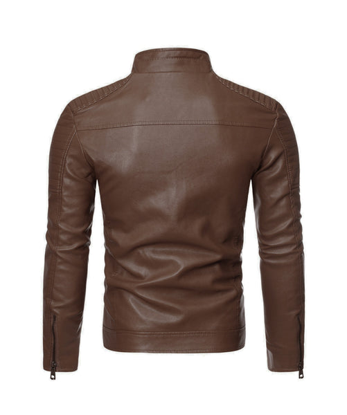2024 Autumn/Winter Casual Jacket for Men, Stand Collar Trendy New Style Jacket with Faux Pockets, Motorcycle Style Youth Fashion Men's Coat