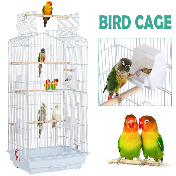 Costoffs Bird Cage Open Top Metal Birdcage with Tray, Feeders, Double-Door, 104.5cm Height