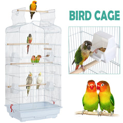Costoffs Bird Cage Open Top Metal Birdcage with Tray, Feeders, Double-Door, 104.5cm Height