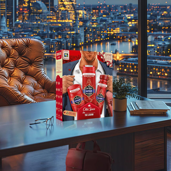 Old Spice Gentleman Gift Set for Men with Captain Deodorant Spray, Deodorant Stick and Shower Gel