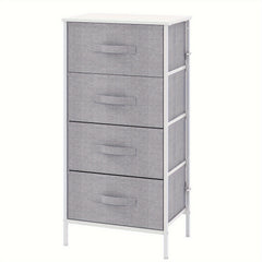 Frmobepts 4-Drawer Tall Dresser with Large Storage Cabinet - Modern Fabric & Wood Top Storage Organizer, Sturdy Metal Frame & MDF Construction, 68.58cm+ Height Freestanding Dresser with Spacious Drawers for Bedroom/Living Room