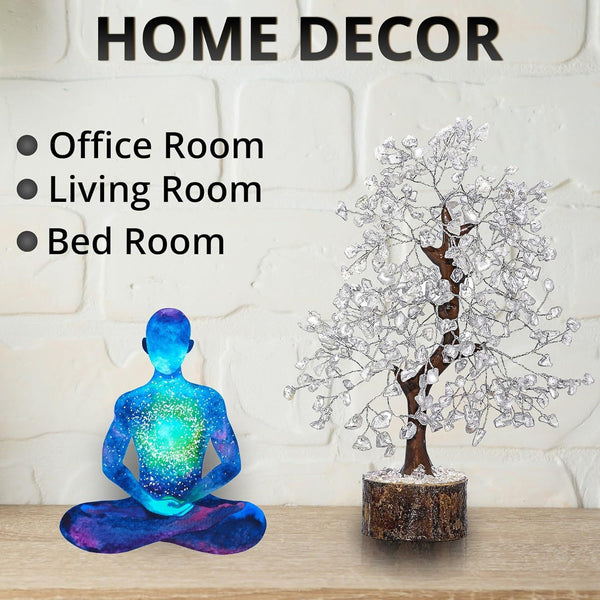 Clear Quartz Crystal Tree – Natural Healing Crystal Decor for Home Office Desk, Spiritual Feng Shui Ornament, Positive Energy Crystal Gift for Women Men, Meditation Reiki Decor, Living Room Ornament, Gift Box Included with Mini Crystal Guide