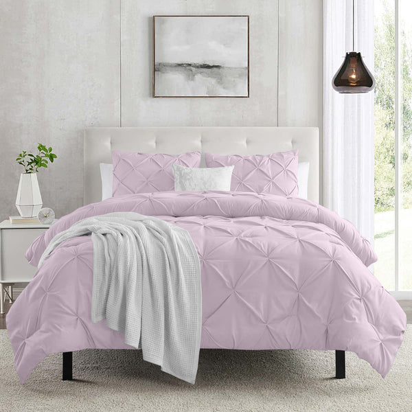 3pcs Pintuck Duvet Cover Set – Reversible Pinch Pleat Design with Pillowcases, Soft & Breathable Microfiber, Button Closure & Corner Ties, Machine Washable, Perfect for Bedroom or Guest Room – All Season