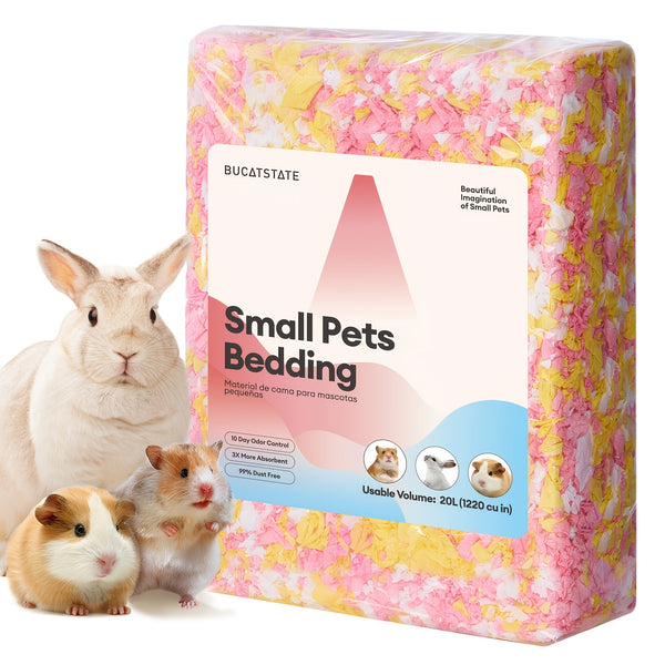 BUCATSTATE 20L/450g Hamster Bedding, 99% Dust-Free Guinea Pig Paper Bedding Odor Control Paper Bedding, Cozy Small Animal Bedding For Rabbit Rat Syrian Dwarf Hamsters Gerbils