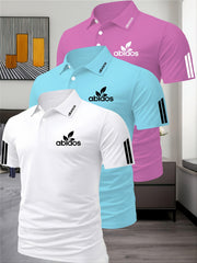 Three-Piece Summer Men'S Polo Shirt, Top, Running, Sports, Gym Breathable, Quick-Dry, Business, Casual, Vacation Polo Shirt, Fashionable Short-Sleeve Golf Shirt