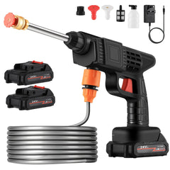 Portable Cordless Pressure Washer with 2 Batteries & 5.03meter Hose - Heavy-Duty 3000PSI 24V Battery- Power Washer Suitable for Car Wash, Driveway, Patio, Garden, Vehicle Washing - Cordless Jet Wash for Outdoor Use (No Outlet Needed)