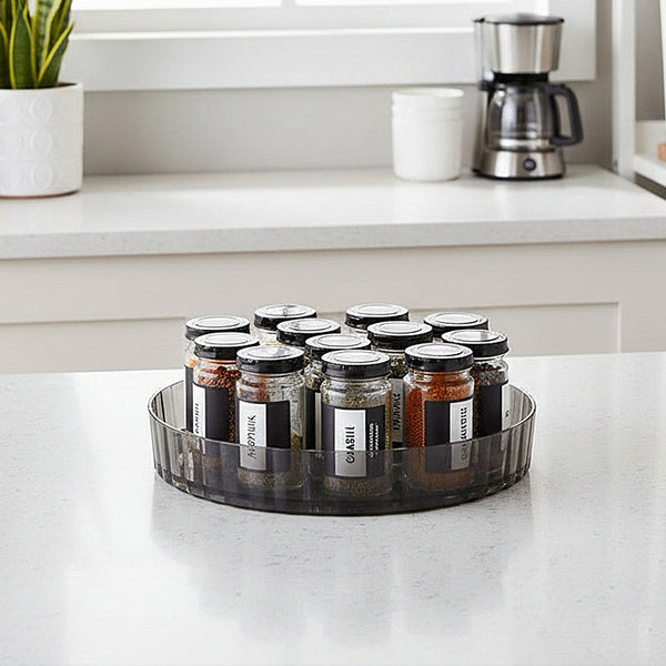 Non-Slip Rotating Storage Rack 1 Pack, Lazy Susan Organizer for Kitchen Spice Rack and Cosmetic Storage, Multi-functional Design for Cupboard Bedroom Bathroom Living Room Use, Complete Worktop Organizer Solution