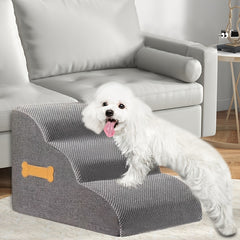 2-Step or 3-Step Dog Stairs with Removable Cover - Portable Pet Ladder Ramp Suitable for Small/Medium/Large Dogs & Puppies, Non-Slip Steps, Machine Washable, Bed/Sofa Ladder for or Pets