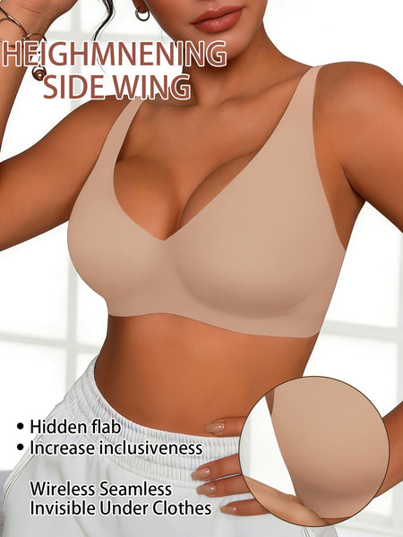 Full-Coverage Push-Up Bra - High Wire-Free Lift, Non-Detachable Padding, Soft T-Shirt Compatible Strap, Casual And Formal Elegant Lingerie, Hand Washable (No Underwire, One-Piece Design)