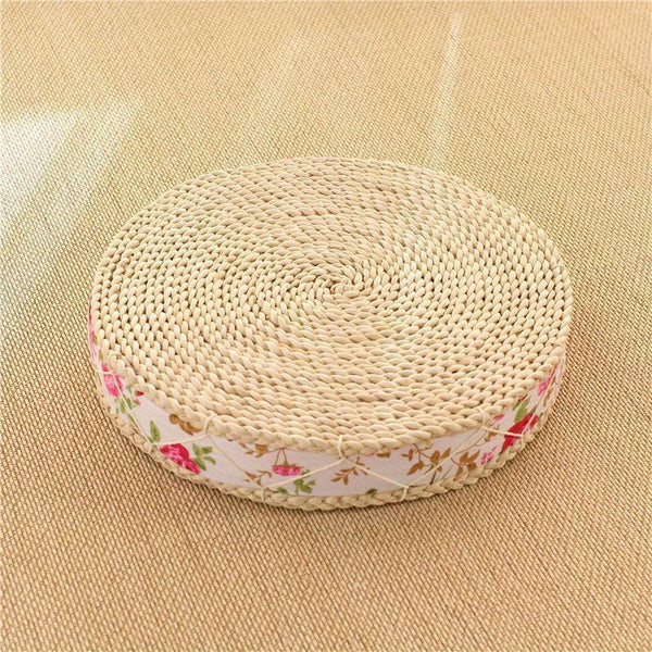 1pc Handwoven Straw Seat Cushion - Natural Corn Husk & Maize Fiber, Thick Padded Tatami Floor Mat, 40cm Round Braided Cushion for Yoga, Meditation, Floor Sitting (Rustic Style)