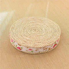 1pc Natural Corn Husk Woven Floor Cushion - Handmade Round Tatami Meditation Pillow, Thick Braided Straw Seat Pad for Yoga, Floor Sitting, Living Room, Indoor & Outdoor Use (Rustic Style)
