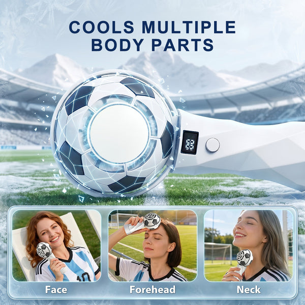 Football Shaped Handheld Mini Fan for Outdoor, 3000mAh Portable Soccer Fan Cooling Desk USB Fan, Outdoor Travel Stadium Watching Sports Game Summer Cooling Gift for Dorm Home Office