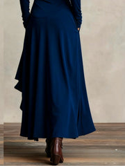 Women'S French-Style A-Line Dress | Slim-Fit Long Sleeve High Neck Midi Skirt, Solid Color Versatile Commuting Dress for Office & Outerwear, Elegant French Long Dress for All-Season Wear, XIUDEEN (Hand Wash/Dry Clean)