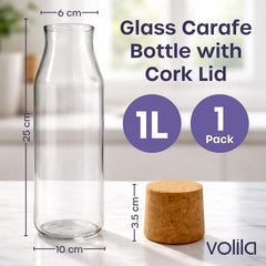 1L Water Fridge Jug Carafe - Glass 1000Ml Carafe