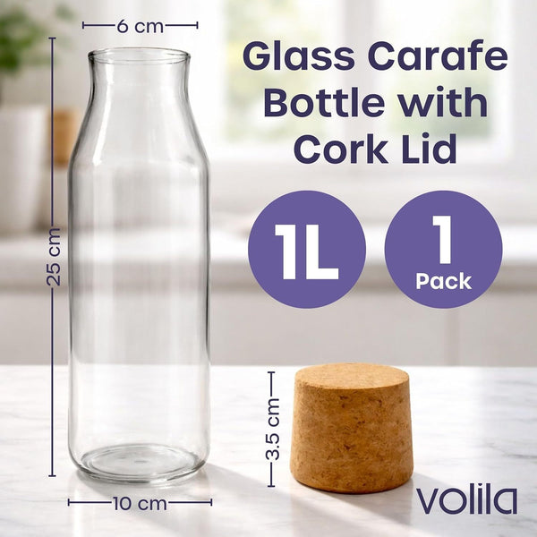 1L Water Fridge Jug Carafe - Glass 1000Ml Carafe