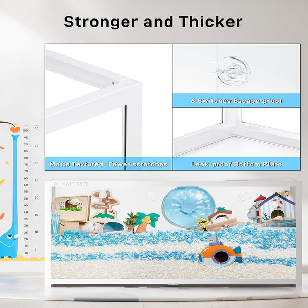 BUCATSTATE Hamster Cage 3.0: 100/120cm(Only 120cm Free 20L Paper Bedding) Spacious Stackable Metal Cage for Dwarf And Syrian Hamsters, Gerbils, And Mice Easy Top Access And Quick Assembly, Hamster Accessories