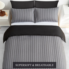 Luxury Reversible Duvet Cover Set with Matching Pillowcases – Single, Double, King & Super King Sizes – Soft Breathable Microfiber Bedding Set UK – Brick Pattern