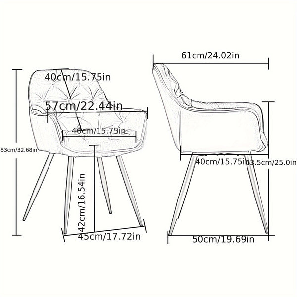 Dining Chairs with Velvet Thick Padded Upholstered Kitchen Tub Chair Armchair with Backrest Metal Legs Living Room Reception Leisure Chairs for Bedroom Lounge Office