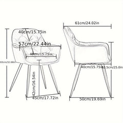Dining Chairs with Velvet Thick Padded Upholstered Kitchen Tub Chair Armchair with Backrest Metal Legs Living Room Reception Leisure Chairs for Bedroom Lounge Office