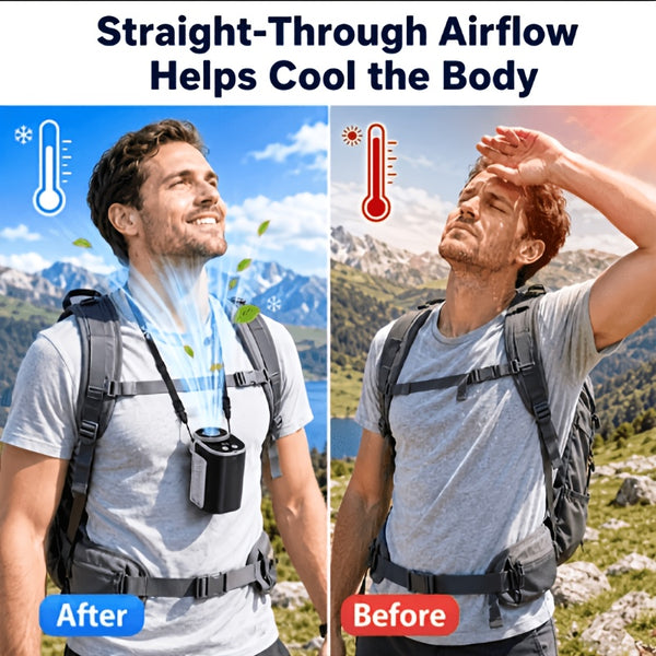 Wearable Belt Fan AI Intelligent Clip On Fan with Strong Wind Power And Silent Operation. Built In LED Flashlight Suitable for Camping, Hiking, And Night Patrols. Designed Specifically for Outdoor Enthusiasts And Night Shift Workers