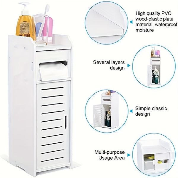 Under Sink Bathroom Cabinet, White Basin Cabinet, Bathroom Under Sink Bathroom Storage Units Freestanding, Wood Plastic Board Bathroom Storage Unit, 59.94X29.97X58.42cm