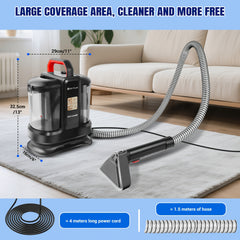 450W Electric Spot Cleaner, Clean Up Spills & Pet Messes from Carpets, Carpet And Sofa Cleaner Machine with Dual Water Tank, Stairs, Upholstery & Car Seats, Portable Compact Floor Stain Remover, Black