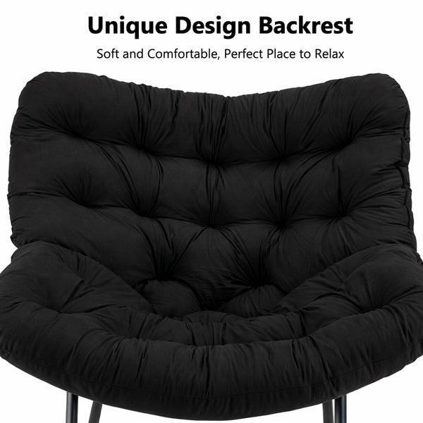 Egg Chairs Oversized Rattan Wicker Outdoor Rocking Chair Metal Frame Garden Rocking Chair Large Support Modern with Cushioned Seat