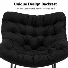 Egg Chairs Oversized Rattan Wicker Outdoor Rocking Chair Metal Frame Garden Rocking Chair Large Support Modern with Cushioned Seat