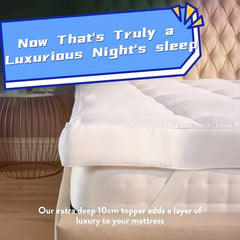 1pc Hotel Quality Mattress Topper 10cm/ 4 Inch Extra Thick Plush Support & Breathable, Fits All Mattress Sizes (Single Double King Super) - White