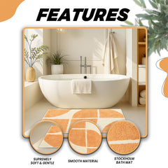Stockholm Bath Mat with Non-Slip Backing – Super Soft, Water Absorbent, 100% Cotton Blend, Quick-Drying Bathroom Toilet Floor Rug, 50 x 8 cm