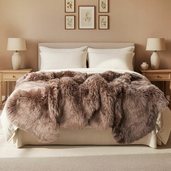 Bowron Longwool 100% Sheepskin Octo Rug, Dover