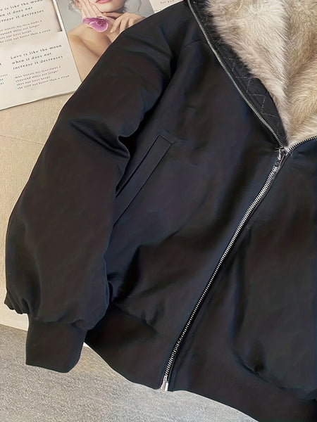 Autumn and Winter Women's Furry Jacket Coat