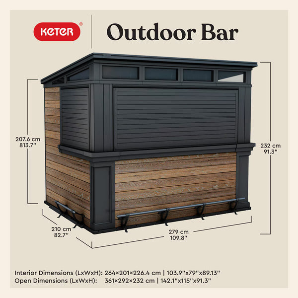 Keter Signature 9.1Ft X 6.8Ft (2.8 X 2.1M) Garden Bar Shed