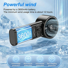 Portable Handheld Turbo Fan 1-100 Speed Personal Fan with LED Display, 3600mAh USB Rechargeable Personal Electric for Travel Office Outdoor