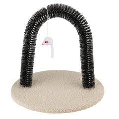 4-in-1 Multifunctional Pet Toy Cat Arch Scratcher Beauty Container and Massager Toy Pet Cat Scratching Board Toy Fur Grooming Brush Cat Arch Scratcher Irresistible Grooming Brush and Scratching Toy