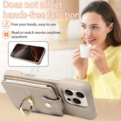 Multi Functional Phone Case for iPhone 17 Pro Max 16 15 14 13 12 11 Faux Leather Accordion Flip Cover with Ring Holder Crossbody Strap Long Lanyard Multi Card Slots Anti Drop
