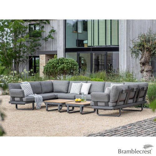 Bramblecrest Montpellier U-Shape Modular Sofa Patio Set with 2 Teak Coffee Tables