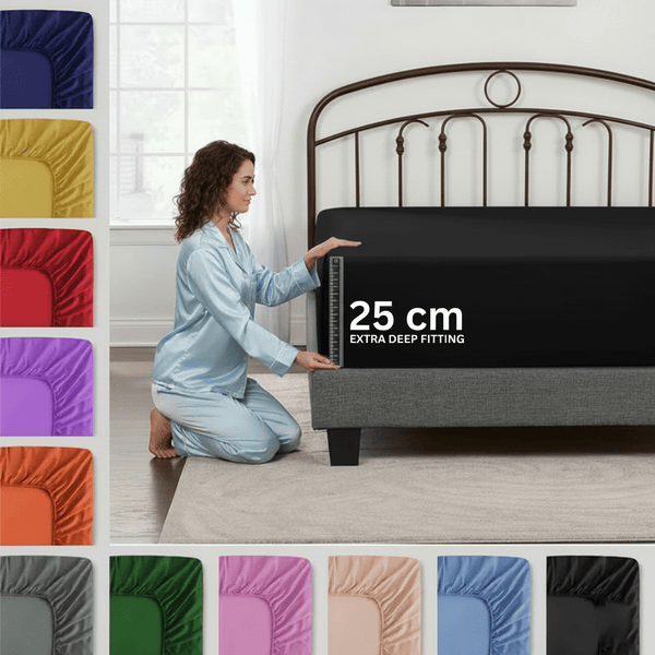 Microfiber Fitted Sheet Bed Sheet Hotel Quality Bedding Ultra Soft & Breathable Brushed Microfiber 25cm Deep Pocket Fitted Sheet