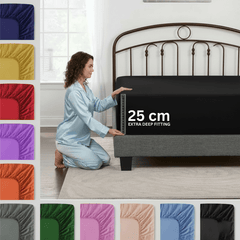 Microfiber Fitted Sheet Bed Sheet Hotel Quality Bedding Ultra Soft & Breathable Brushed Microfiber 25cm Deep Pocket Fitted Sheet