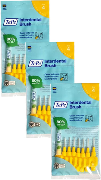 Tepe Interdental Brush, Original, Yellow, 0.7Mm/Iso 4, 8Pcs, Efficient Cleaning between Teeth, Plaque Remover and Dental Flosser for Small Gaps