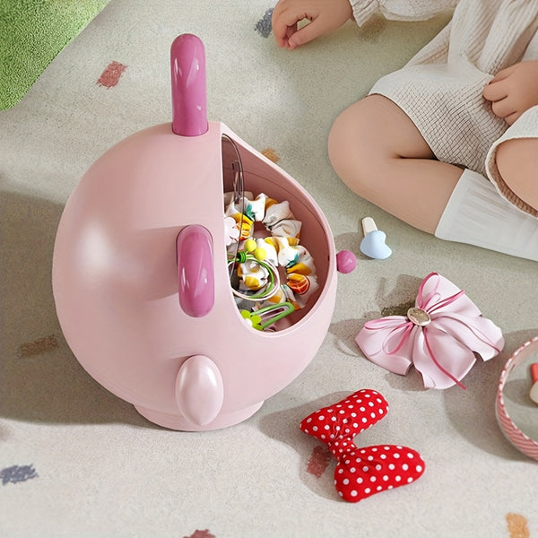 Cute Pink Poodle Dog Desktop Organizer Bin with Flip Lid