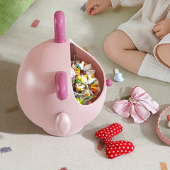Cute Pink Poodle Dog Desktop Organizer Bin with Flip Lid