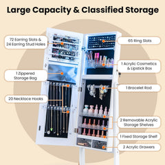 DORTALA Lockable Jewelry Armoire Standing Jewelry Cabinet W/ LED Lights, Jewelry Armoires