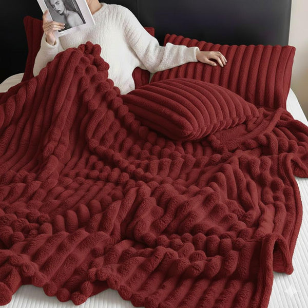 Traditional-Style Plush Double-Layer Leisure Fur Throw Blanket | Soft, Warm & Cozy for Couch, Bed, Office, and Travel - Ideal for Air Conditioning, Travel, and Siesta Use, Christmas Present, Champagne Polyester