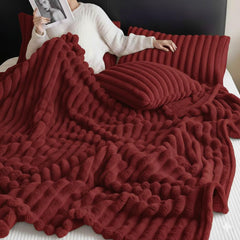 Traditional-Style Plush Double-Layer Leisure Fur Throw Blanket | Soft, Warm & Cozy for Couch, Bed, Office, and Travel - Ideal for Air Conditioning, Travel, and Siesta Use, Christmas Present, Champagne Polyester