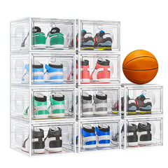 6/9/10-pack Transparent thickened shoe box with magnetic door, closet shoe box, sneaker storage box, dustproof and waterproof, stackable shoe box, upgraded sturdy shoe box, multifunctional sneaker storage box