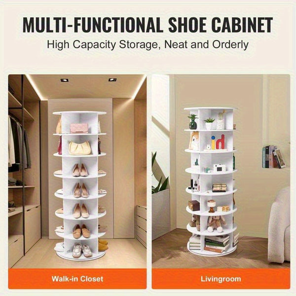 5/7 Tier Rotating Shoe Rack- 360° Spinning Floor Stand With Shelves For Home & Dorm, Easy Assembly, Durable PVC Material, Versatile Storage