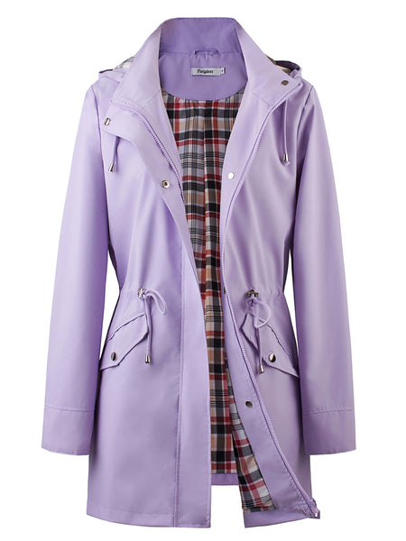 Drawstring Waist Hooded Zip Up Coat, Casual Long Sleeve Coat for Fall & Winter, Women's Clothing
