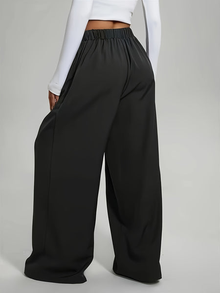 Elegant Set of Two Solid Color Casual Wide-Leg Pants