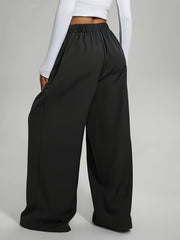Elegant Set of Two Solid Color Casual Wide-Leg Pants